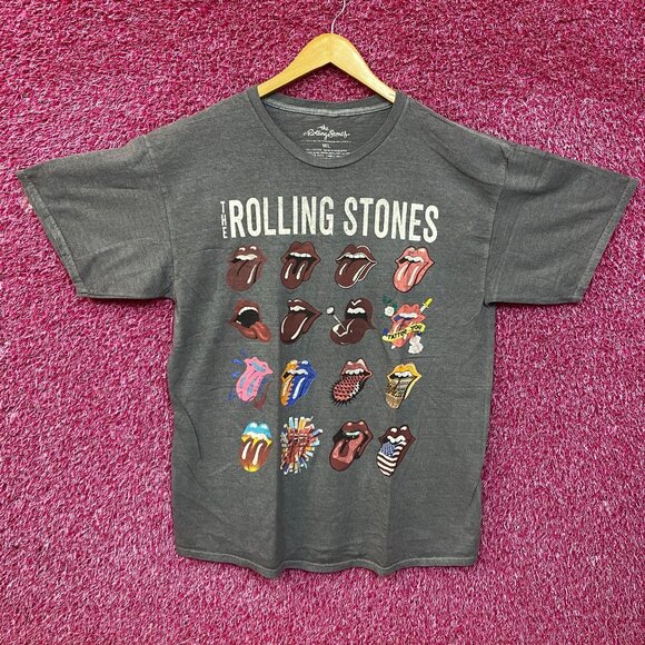 The Rolling Stones Hot Lips No Filter Evolution Gray T-Shirt (M/L) large - Picture 1 of 4